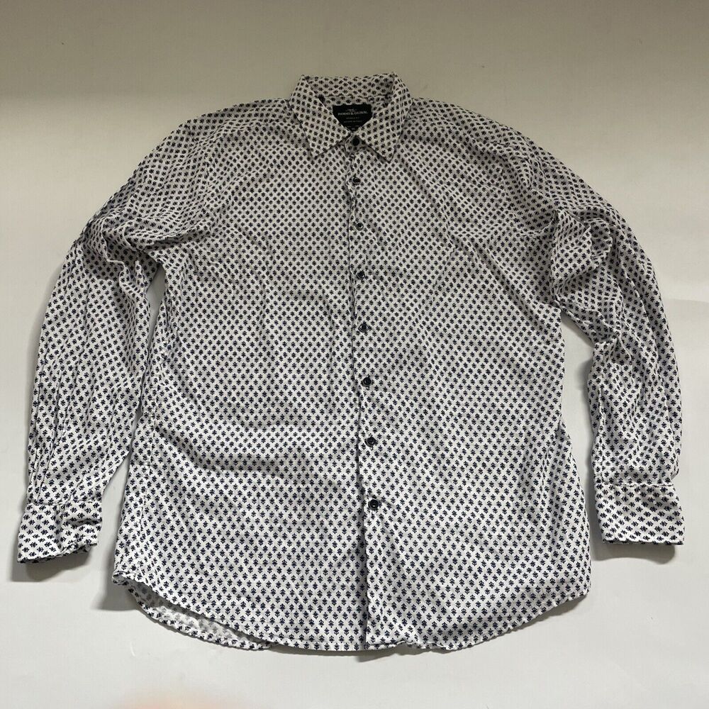 Rodd & Gunn Collared Shirt Men's Sport Fit‎ XL Long Sleeve ALL OVER PRINT Italy
